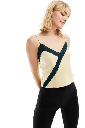 Motel Darena lace edge cami top in and grey
