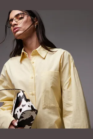 ASOS Poplin open back detail oversized shirt in buttermilk