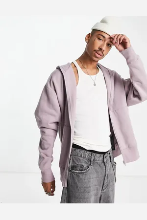 ASOS Heavyweight oversized zip through hoodie in washed