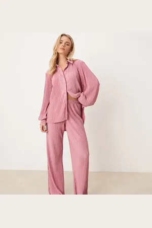 VILA Plisse wide leg trouser co-ord in dusty