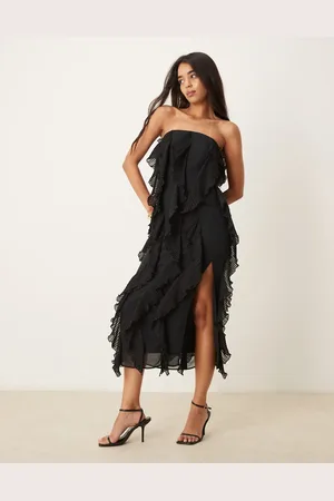Pretty Lavish Strapless ruffle maxi dress in