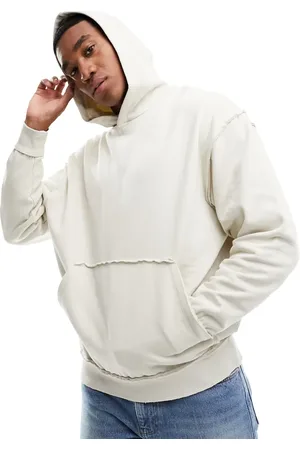 ASOS Oversized hoodie with distressing in beige