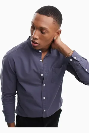 ASOS Slim fit oxford shirt with grandad collar in