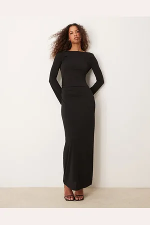 Pretty Lavish Bell sleeve slash neck maxi dress in