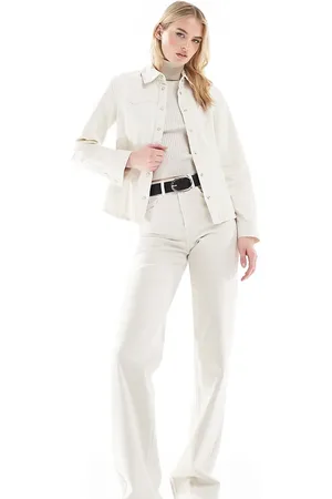 ONLY Juicy high waisted wide leg jeans in ecru