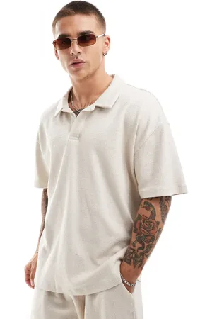 New Look Co-ord textured oversized polo in stone
