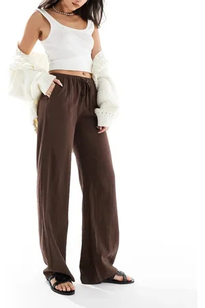 Pull&Bear High waisted linen look trousers in