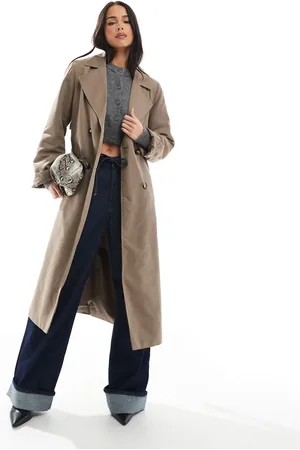 Pieces® Belted trench coat in lentil