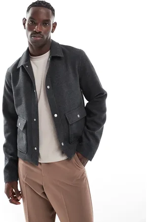 ASOS Wool look cropped harrington jacket in
