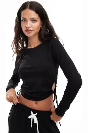 Pieces® Ruched tie side jersey top in