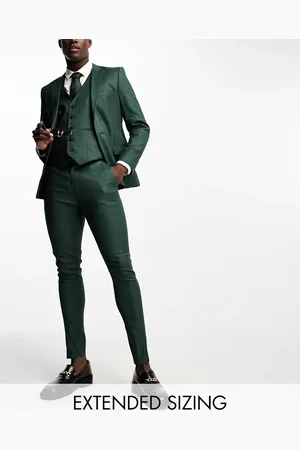 ASOS Super skinny linen mix suit trouser in forest
