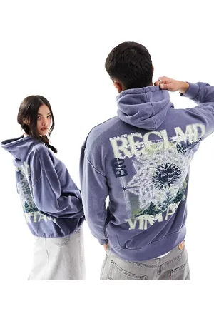 Reclaimed Unisex celestial graphic hoodie in washed