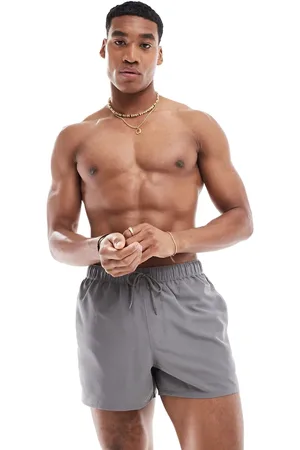 ASOS Short length swim shorts in charcoal