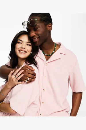 Reclaimed Unisex cord shirt in pink