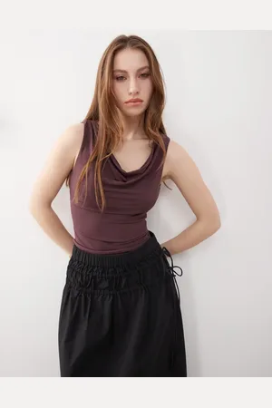 Reclaimed Slinky cowl neck tank in plum