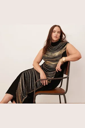 ASOS Curve velvet embellished contour draped fringe high neck midi dress in