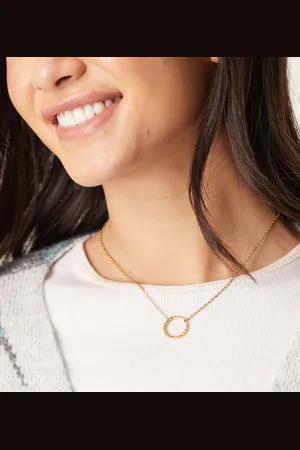 LOST SOULS Stainless steel 18ct plated hammered circle pendant necklace