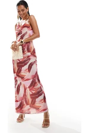 Pretty Lavish Keisha cowl neck maxi dress in feather print