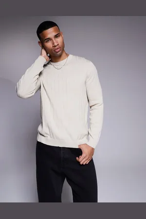 ASOS Relaxed knitted wide rib jumper in oatmeal