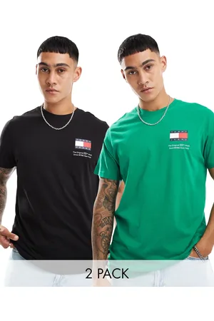 Tommy Hilfiger 2 pack large flag logo t-shirts in and black