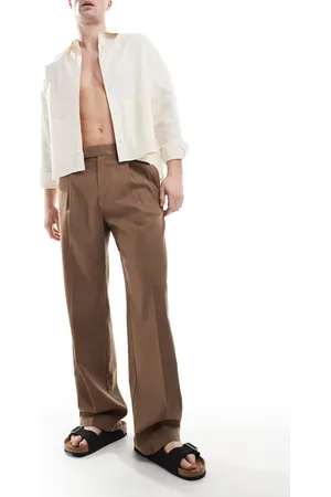 ASOS Smart wide leg linen blend trousers with front pleat