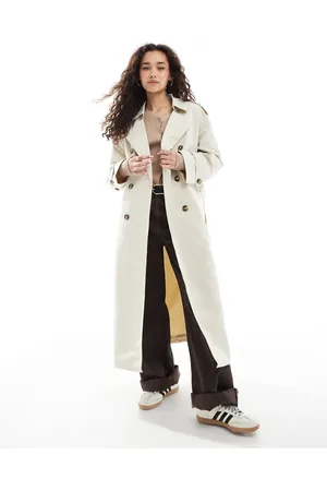 VERO MODA Longline belted trench coat in oatmeal