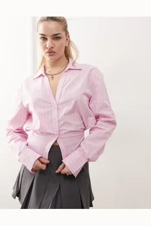 Monki Cut out back shirt in stripe