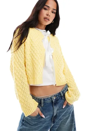 Miss Selfridge Knitted contrast satin bow cardigan