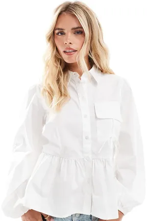 ASOS ASOS DESIGN Petite cotton poplin smock shirt with tie pocket in