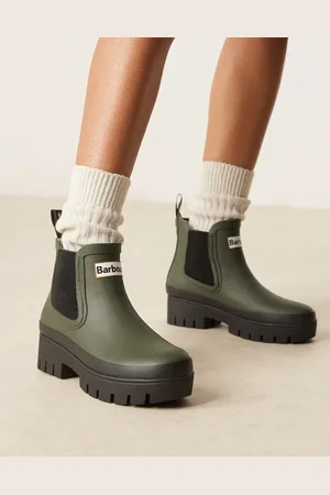 Barbour Halton wellington boots in olive/