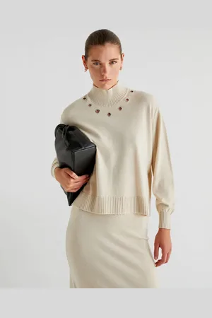 SCALPERS Eyelet Set Jumper in Ecru