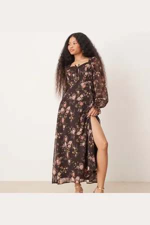 Miss Selfridge Corset chiffon maxi dress in floral print