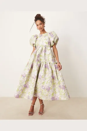 Sister Jane Jacquard midi dress in lime and lilac