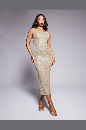 ASOS Sequin super scoop bardot midi dress in