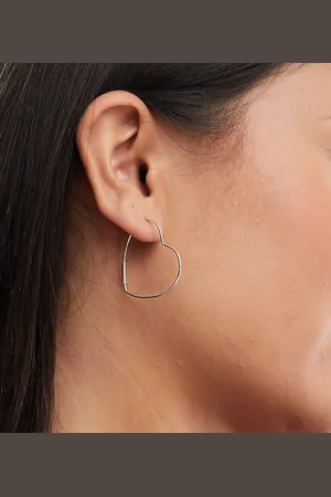 Kingsley Ryan Large heart hoop earrings in sterling