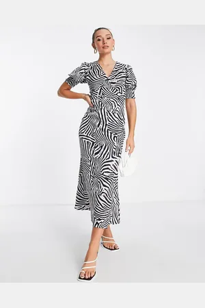 Never Fully Dressed Puff sleeve maxi dress in zebra print