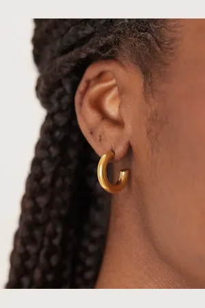 LOST SOULS Stainless steel 18ct plated 20mm tube hoop earrings