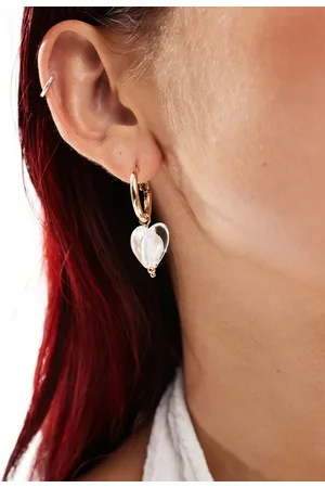 petit moments Petit Moment lexi heart hoop earrings with clear stone in gold