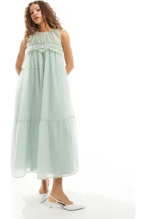 Sister Jane Dream organza empire midaxi dress in sage