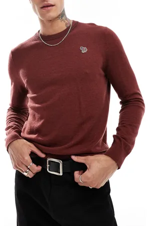 Paul Smith Zebra logo tipped neck knit jumper in burgundy