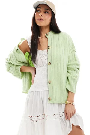 Miss Selfridge Oversized rib cardigan in matcha