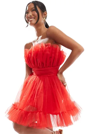 Lace & Beads Bandeau structured mini dress in
