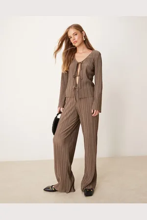 JDY Wide leg plisse trousers co-ord in