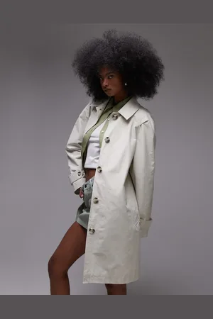 Topshop Mid length trench coat in ecru
