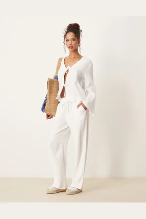 JDY Wide leg cheesecloth trousers co-ord in