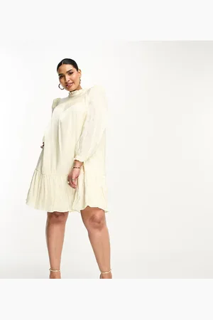 Collective The Label Exclusive babydoll puff sleeve mini dress in ivory