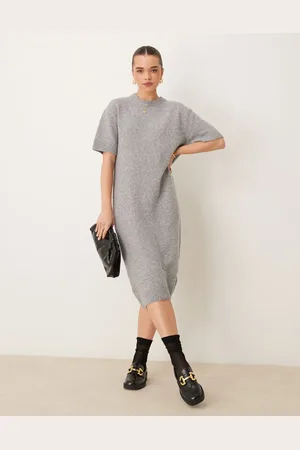 Gina Tricot Knitted midaxi t-shirt dress in melange