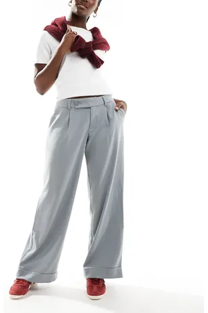 Hollister Low rise wide leg tailored trousers in dark