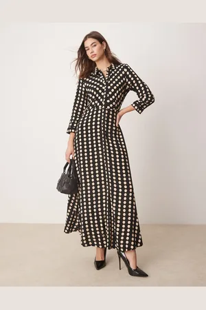 Y.A.S Maxi shirt dress in monochrome spot print