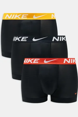 Nike Essential Microfibre 3 pack trunk with coloured waistband in gold/red/